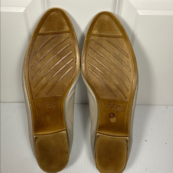 AMALFI by Rangoni OSTE Sand Cream Nappa Loafers Sz 9.5 Leather Italy Embellished - Picture 11 of 12